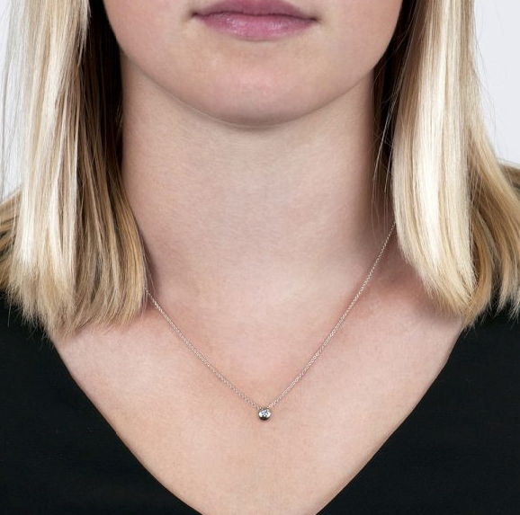 Single Diamond Pendant Necklace