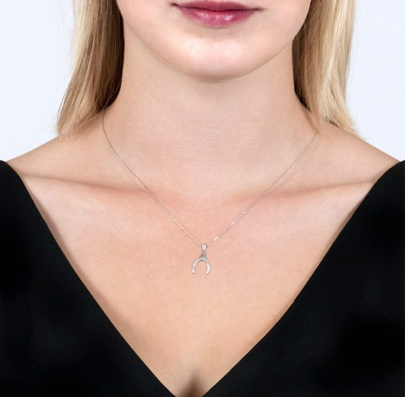 Wishbone Diamond Pendant Necklace