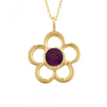 Amethyst February Birthstone Flower Pendant Necklace