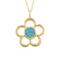 Blue Topaz Birthstone Flower Pendant Necklace