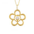 Diamond Flower April Birthstone Pendant Necklace