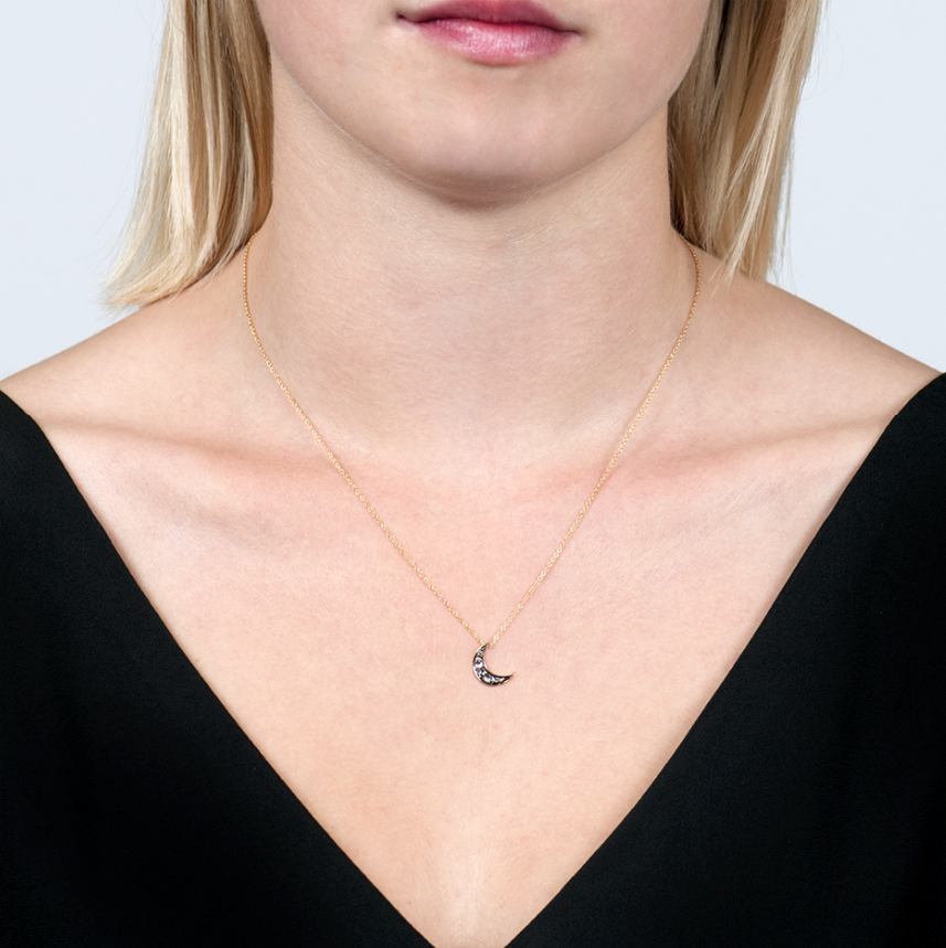 Diamond Moon Pendant Necklace